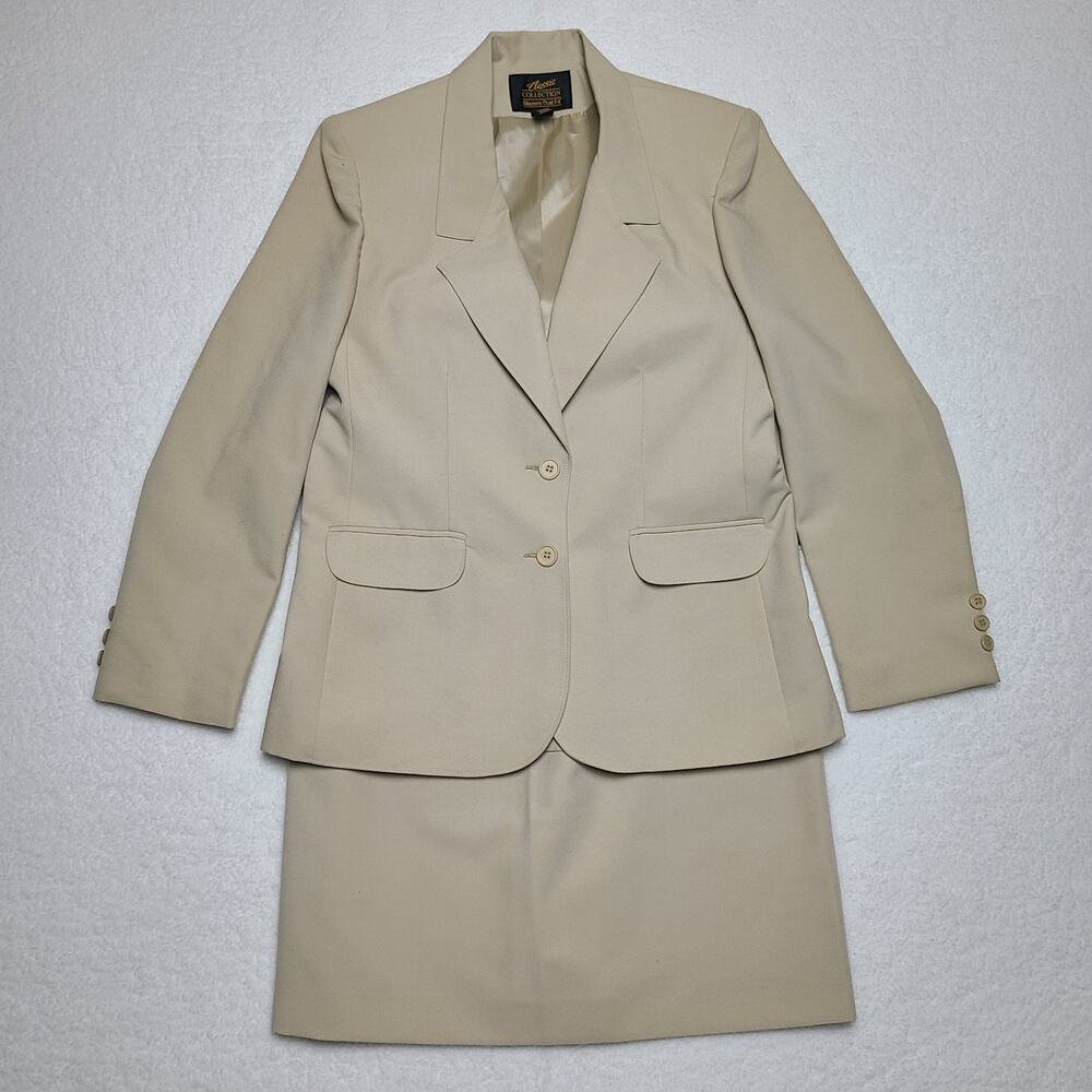 NWT Sears Classic Collection Women's A-Line Skirt Blazer Set Workwear Tan Size 8